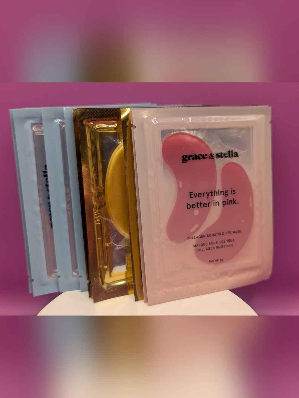 Grace & Stella 12x Eye Masks NIP Pink Gold & Blue *Exp 6/2026* Still Good :)